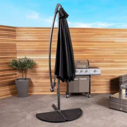 Charles Bentley 3m Hanging Banana Cantilever Patio Garden Umbrella in Black - thumbnail 2