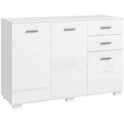 HOMCOM Sideboard Storage Cabinet, Kitchen Cabinet w/ 2 Drawers & Adjustable Shelves in White - thumbnail 2