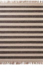 THE RUGS Handloom Jute Rug Playa Natural White Black Living Room Rug Striped - Size: 200 cm x 300 cm - thumbnail 1