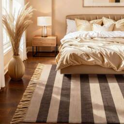 THE RUGS Handloom Jute Rug Playa Natural White Black Living Room Rug Striped - Size: 200 cm x 300 cm - thumbnail 3