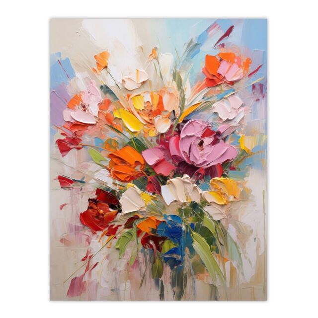 "Wee Blue Coo Wall Art Print Wildflower Explosion Bright Floral Living Room - Size: W24"" x H32""" - image 1