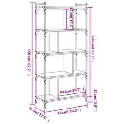 Berkfield Home Bookcase 5-Tier Black 76x32x158 cm Engineered Wood - Size: 76 x 32 x 158 cm - thumbnail 9