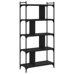 Berkfield Home Bookcase 5-Tier Black 76x32x158 cm Engineered Wood - Size: 76 x 32 x 158 cm - thumbnail 1
