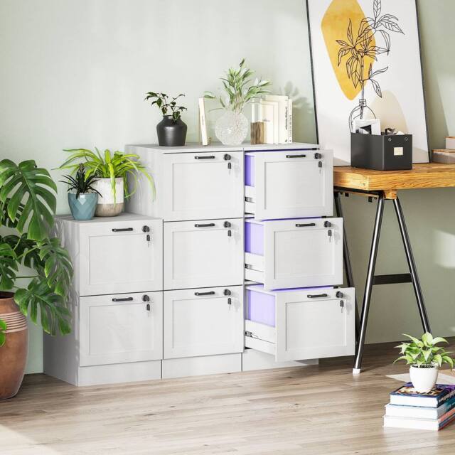 HOMCOM 3-Drawer File Cabinet, Lockable Filing Cabinet for A4 Letter, White - image 1