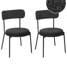 Wyld and Coco Black Bouclé Dining Chairs Set of 2 with Steel Legs - thumbnail 2