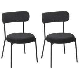 Wyld and Coco Black Bouclé Dining Chairs Set of 2 with Steel Legs - thumbnail 3