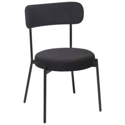 Wyld and Coco Black Bouclé Dining Chairs Set of 2 with Steel Legs - thumbnail 5