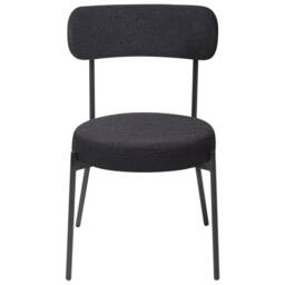Wyld and Coco Black Bouclé Dining Chairs Set of 2 with Steel Legs - thumbnail 6