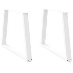 Berkfield Home Modern Dining Table Legs V-Shape 2 pcs White 100x(72-73.3) cm Steel - thumbnail 2