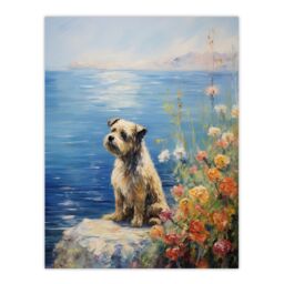Artery8 Border Terrier On Coastal Cliff Claude Monet Style Dog Oil Painting Large Wall Unframed Art Poster Print Thick Paper 18X24 Inch - thumbnail 1