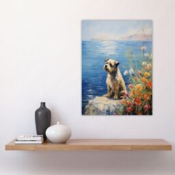 Artery8 Border Terrier On Coastal Cliff Claude Monet Style Dog Oil Painting Large Wall Unframed Art Poster Print Thick Paper 18X24 Inch - thumbnail 4