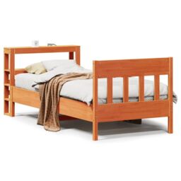 Berkfield Home Bed Frame without Mattress Wax Brown 100x200 cm Solid Wood Pine - thumbnail 2