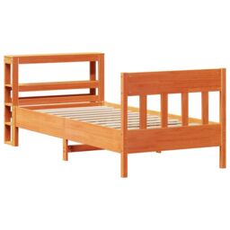 Berkfield Home Bed Frame without Mattress Wax Brown 100x200 cm Solid Wood Pine - thumbnail 3