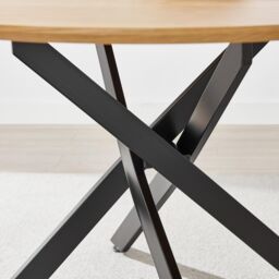 FurnitureboxUK Novara 120cm Oak Veneer Top Round Dining Table & 6 Oak Masa Chairs in Brown - thumbnail 5