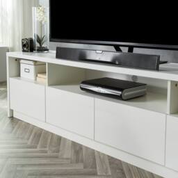 Moderna Modern White 200cm Gloss TV Stand for 55-80 Inch 4K LED TV - thumbnail 2
