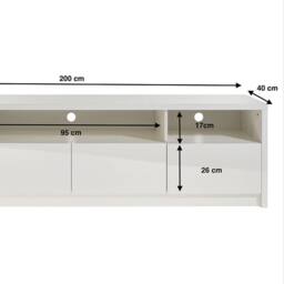 Moderna Modern White 200cm Gloss TV Stand for 55-80 Inch 4K LED TV - thumbnail 4