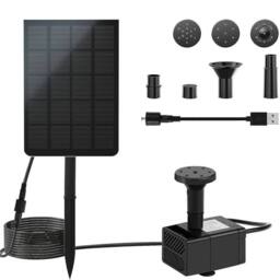 Nordara Solar Submersible Garden Pond Pump Kit in Black