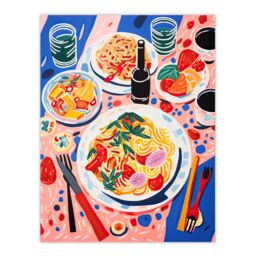 "Artery8 Wall Art Print Spaghetti Pasta Night Henri Matisse Style Painting Poster Picture - Size: W18"" x H24""" - thumbnail 1