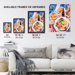 "Artery8 Wall Art Print Spaghetti Pasta Night Henri Matisse Style Painting Poster Picture - Size: W18"" x H24""" - thumbnail 3