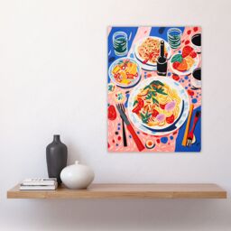 "Artery8 Wall Art Print Spaghetti Pasta Night Henri Matisse Style Painting Poster Picture - Size: W18"" x H24""" - thumbnail 4