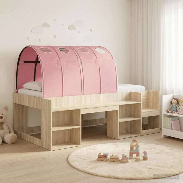 Berkfield Home Bed Frame with Tunnel 3 pcs Sonoma Oak & Pink Engineered Wood in Brown - image 1