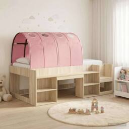 Berkfield Home Bed Frame with Tunnel 3 pcs Sonoma Oak & Pink Engineered Wood in Brown