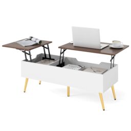 Gymax Lift Top Coffee Table Modern Center Table With Storage Compartments in Dark Brown - thumbnail 1