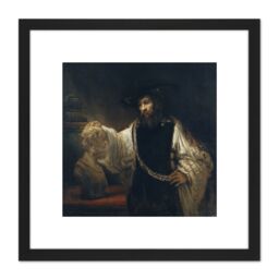 Artery8 Rembrandt Aristotle With A Bust Of Homer 8X8 Inch Square Wooden Framed Wall Art Print Picture with Mount in Black - thumbnail 1
