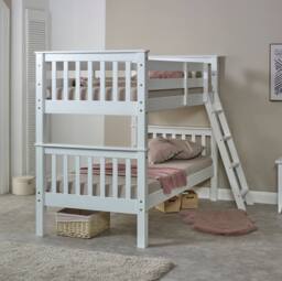 Amani Oxford White Solid Pine Bunk Bed - Splits into Two Singles - Size: Single