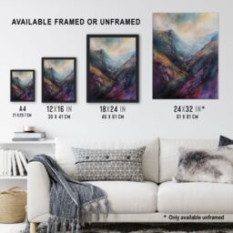 "Artery8 Cadair Idris Welsh Mountain Painting Iconic Wales Wall Art Print - Size: W24"" x H32""" - thumbnail 3