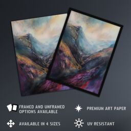 "Artery8 Cadair Idris Welsh Mountain Painting Iconic Wales Wall Art Print - Size: W24"" x H32""" - thumbnail 2