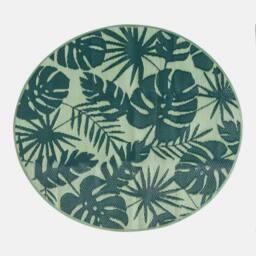 OHS Palms Reversible Round Outdoor Garden Rug Waterproof Area Floor Mat in Green - Size: 170 cm diameter - thumbnail 2