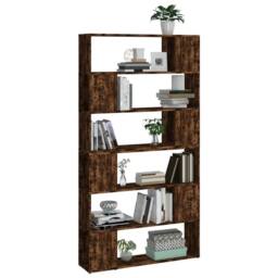 Berkfield Home Classic Book Cabinet/Room Divider Smoked Oak 100x24x188 cm in Brown - Size: 100 x 24 x 188 cm - thumbnail 4
