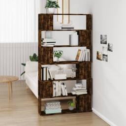 Berkfield Home Classic Book Cabinet/Room Divider Smoked Oak 100x24x188 cm in Brown - Size: 100 x 24 x 188 cm - thumbnail 1