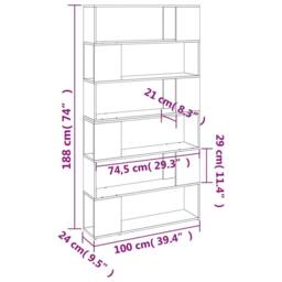 Berkfield Home Classic Book Cabinet/Room Divider Smoked Oak 100x24x188 cm in Brown - Size: 100 x 24 x 188 cm - thumbnail 8