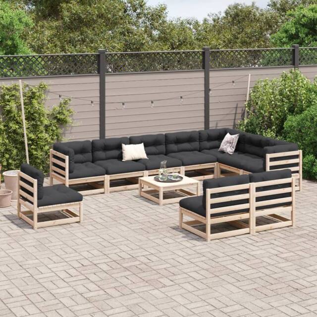 Berkfield Home Beautiful 11 Piece Garden Sofa Set Solid Wood Pine in Light Tan - image 1