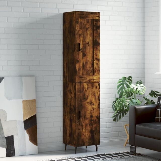 Berkfield Home Highboard Smoked Oak 34.5x34x180 cm Engineered Wood in Brown - image 1