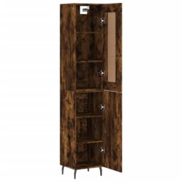 Berkfield Home Highboard Smoked Oak 34.5x34x180 cm Engineered Wood in Brown - thumbnail 4