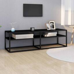 Berkfield Home TV Cabinet Black 140x40x40.5 cm Tempered Glass - thumbnail 2
