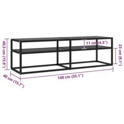 Berkfield Home TV Cabinet Black 140x40x40.5 cm Tempered Glass - thumbnail 6