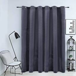 Berkfield Home Elegant Blackout Curtain with Metal Rings Velvet Anthracite 290x245 cm in Dark Grey - thumbnail 2