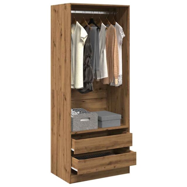 Berkfield Home Wardrobe Artisian Oak 80x50x200 cm Engineered Wood in Brown - Size: 80 x 50 x 200 cm - image 1