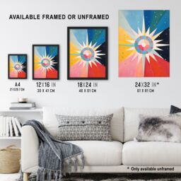 Artery8 Wall Art Print The Star Tarot Card Hilma af Klimt Style Oil Painting Geometric Rainbow Colour Gradient Artwork Framed - Size: A4 - thumbnail 3