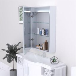 Clifton 70cm Tall LED (Top) Bathroom Mirror Cabinet in Natural - thumbnail 3