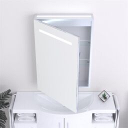 Clifton 70cm Tall LED (Top) Bathroom Mirror Cabinet in Natural