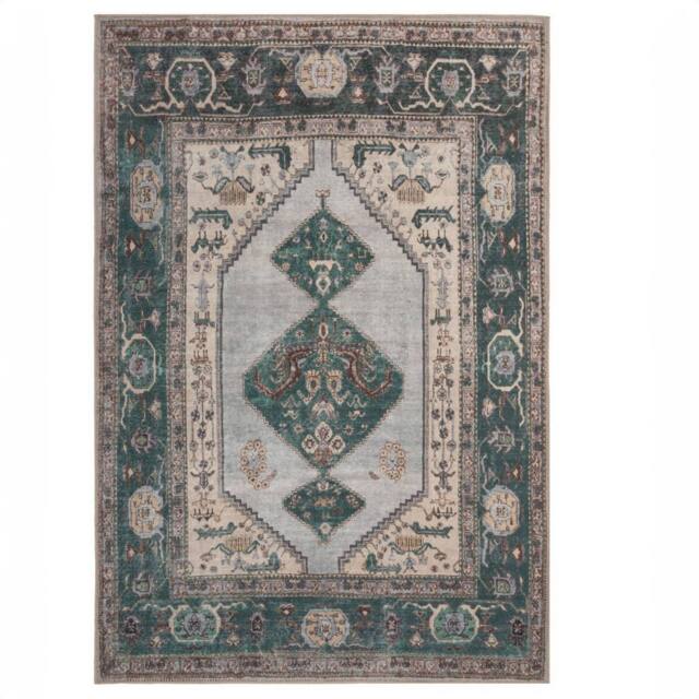 Kukoon Dark Green Traditional Flatwoven Living Room Area Rug Hallway Runner - Size: 160 cm x 230 cm - image 1