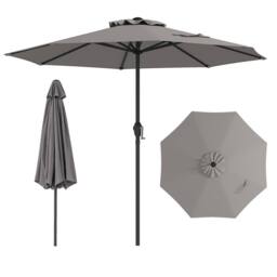 Costway 250 cm Patio Umbrella Outdoor Heavy Duty Market Umbrella in Grey - thumbnail 1