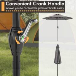 Costway 250 cm Patio Umbrella Outdoor Heavy Duty Market Umbrella in Grey - thumbnail 7