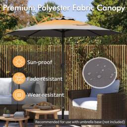 Costway 250 cm Patio Umbrella Outdoor Heavy Duty Market Umbrella in Grey - thumbnail 9