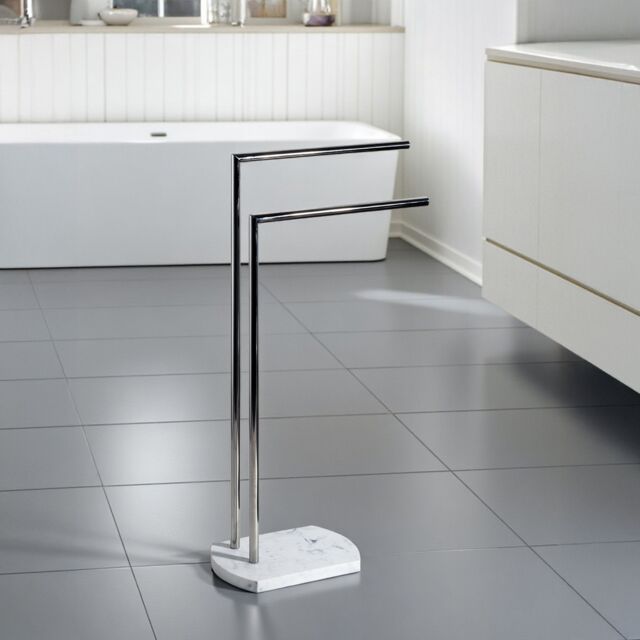 Showerdrape Octavia White Marble & Chrome Freestanding Towel Stand - image 1